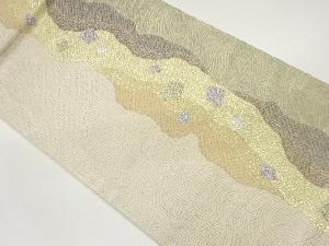 紙布道長取に色紙散らし模様織出し袋帯